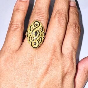 REAL DIAMOND Canary and black diamond ring, FREE APPRAISAL, Genuine diamond ring